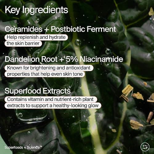 Youth To The People Superfood Skin Drip Face Serum (1 fl oz), Strengthens Skin Barrier + Evens Skin Tone, 5% Niacinamide, Kale, Peptides, Ceramides, Boosts Glow, Vegan thumbnail 6