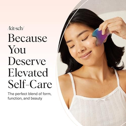 Kitsch Stainless Steel Gua Sha Facial Tools - Lymphatic Drainage Massager for Face & Chin, Jawline Shaper, Double Chin Reducer, Guasha Tool for Face Massager, Skin Care Tools - Irridescent thumbnail 8