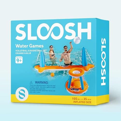 JOYIN Pool Toys Games Set-Inflatable Pool Float Set Volleyball Net & Basketball Hoops, 2 in1 Floating Swimming Game Toy, Volleyball Swimming Pool Game for Kids and Adults, Backyard Beach Summer Toys thumbnail 9