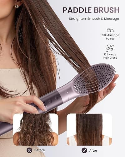 MESCOMB Dual Voltage Hair Dryer Brush - 5 in 1 Hair Styler for Travel | Drying, Curling, Straightening and Volumize with Auto-Wrap Curlers for Europe & Worldwide Use (100V–240V) Gift for Women thumbnail 6