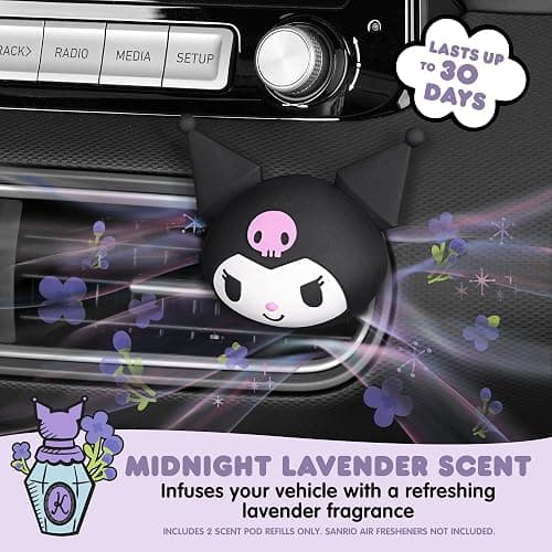 Sanrio Kuromi Car Air Freshener Scented Oil Pod Refills, Hello Kitty and Friends Cute Car Accessories - Midnight Lavender, 2ct thumbnail 4