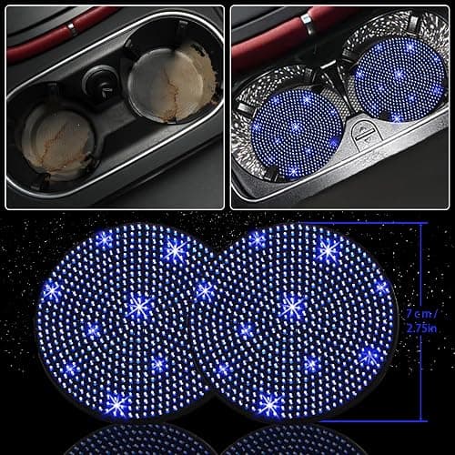 NBTEPEM 8 pcs Blue Bling Car Accessories Set for Women, Steering Wheel Cover, Sparkly Seat Belt Covers, Bling Gear Shift Cover, Universal Fit Most Cars (Blue Diamond) thumbnail 5