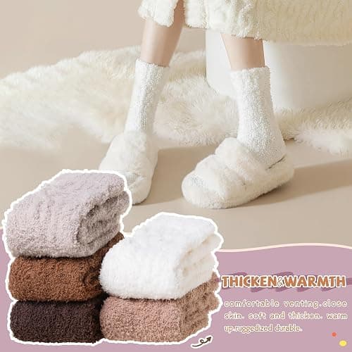 Womens Fuzzy Socks Slipper Fluffy Comfy Cozy Winter Soft Warm Fleece Cabin Plush Sleep Socks thumbnail 3