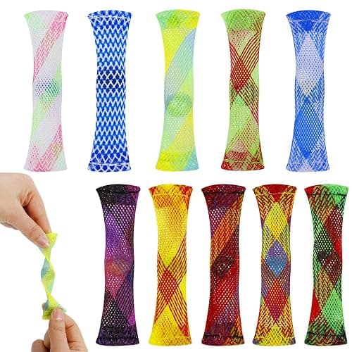 AKlamater 10 Packs Marble Mesh Fidget Toys, Mesh Tube with Marble Fidget Toy, Sensory Anxiety Stress Relief Toys Focus Sensory Marble Toys(Multi-Color) - Image 1