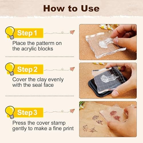 7 Pieces Acrylic Stamp Block Assorted Sizes Clear Acrylic Mounting Blocks set, Decorative Stamp Blocks with Grid Lines for Scrapbooking Crafts Making thumbnail 6