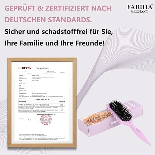 FABIHA® 𝐏𝐑𝐄𝐌𝐈𝐔𝐌 Lockenbürste - Curly Hair Brush - Bio Haarbürste ohne ziepen - Wildschweinborsten Bürste - Die Originale 3-in-1-Stylingbürste für trendige Lockenfrisuren (Lilac) thumbnail 5