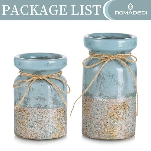 Romadedi Beach Pillar Candle Holder - Terracotta Distressed Blue Teal Ocean Theme Decor Drift Bottle Design Nautical Rustic Farmhouse Gift for Coastal Home Bathroom thumbnail 6
