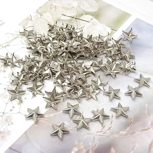 Honbay 100PCS 15mm Nailheads Star Punk Rivets DIY Metal Studs for Purse Handbag Backpack Jeans Jacket Clothes Belt Collars Shoes Hats (Silver) thumbnail 8
