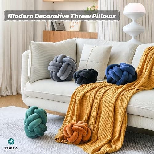 VBGYA Knot Pillow Ball, Soft Home Decorative Throw Pillows Cushion, Round Changeability Knotted Pillows, Modern Home Handmade Cushions for Bedroom, Sofa, Couch (8 Inch, Black) thumbnail 3