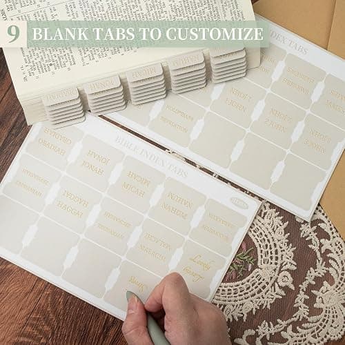 JIXZEN Bible Tabs for Women and Men, 75 Laminated Index Tabs with Embossed Gold Foil Lettering, Durable Neutral Bible Study Tabs for Easy Navigation, Bible Journaling Supplies thumbnail 5