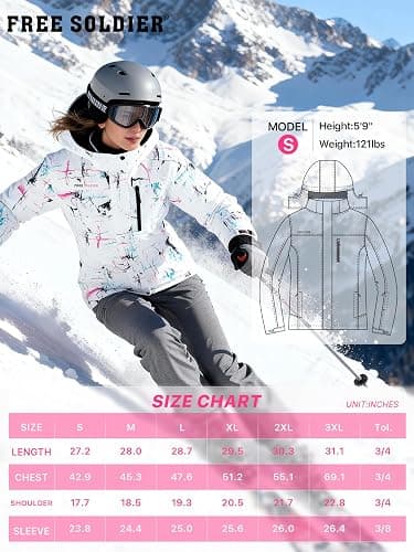 FREE SOLDIER Women's Waterproof Ski Snow Jacket Fleece Lined Warm Winter Rain Jacket with Hood Fully Taped Seams thumbnail 8