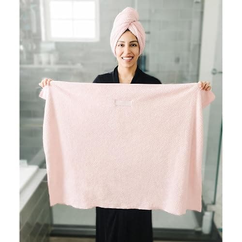 ROLSHOL 2 Packs Large Microfiber Hair Towels for Women, Super Absorbent & Quick Dry Hair Towel Wrap for Curly Long & Short Hair- Anti-Frizz Hair Turbans for Wet Hair（Coral Pink & Pink） - 27.5''*39.4'' thumbnail 2