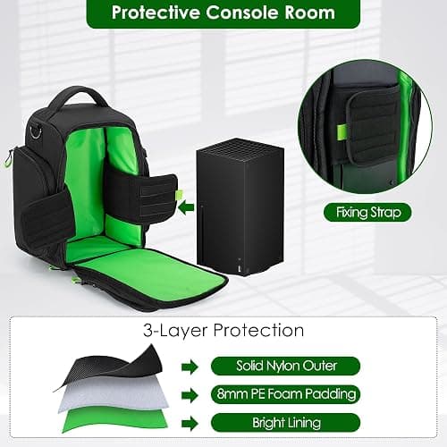 PGmoon Travel Carrying Case Compatible with Xbox Series X Console | Protective Storage Carry Bag for Controllers, Cables, Game Discs and More (Patent Design) thumbnail 2