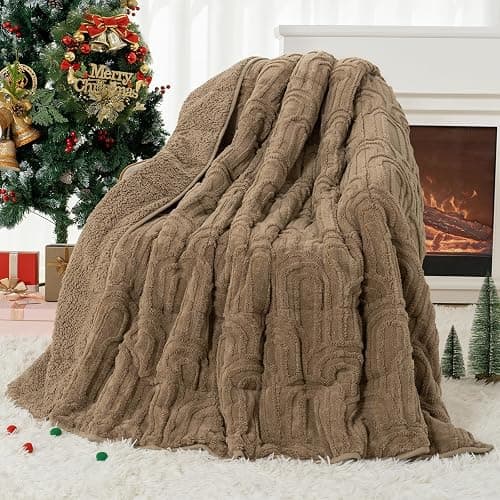 Cottonblue Jacquard Weighted Blanket for Adults 15 lbs Queen Size, Cozy Fluffy Sherpa Fleece Weighted Throw Blankets 60" x 80" for Sleep Relax, Fuzzy Warm Arch Heavy Blanket Soft for Bed Couch, Khaki thumbnail 9