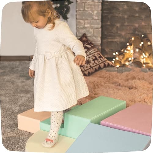 IGLU Soft Play Corner Climber Montessori Foam Blocks for Toddlers 1 Year Old with 5 Shape Forms Equipment for Kids in Pastel Colors thumbnail 2