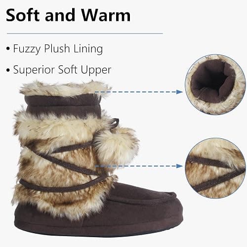 Forfoot Slipper Boots, Cozy Indoor Booties for Women Fluffy Comfortable House Shoes Fuzzy Anti-Slip Boots Winter thumbnail 5