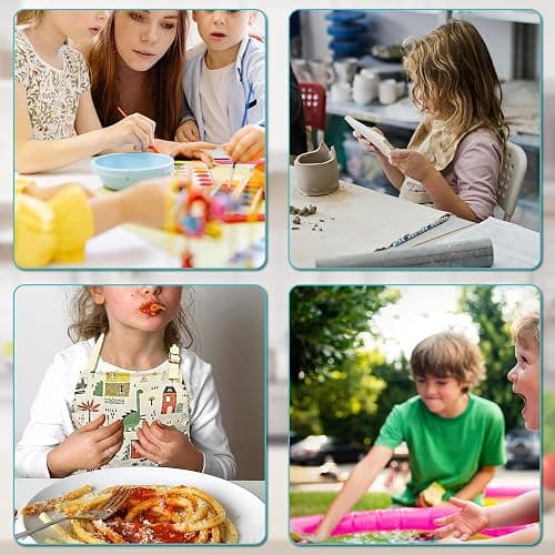 Kids Apron with Pocket,Adjustable Children's Waterproof Cooking Apron,kids Kitchen Bib Aprons for Cooking Baking Painting thumbnail 7