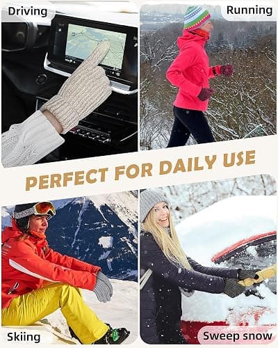 UCQKLI Winter Gloves for Women Chenille, Womens Gloves Cold Weather Fleece Lined, Stocking Stuffers for Women Christmas Gifts thumbnail 7