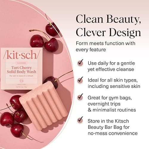 Kitsch Cleansing Tart Cherry Soap Bar with Refreshing Scent - Eco-Friendly Body Wash Women Love - Cherry Solid Bar Soap for Daily Use - Silicone, Sulfate and Paraben Free, Made in USA - 4oz thumbnail 3