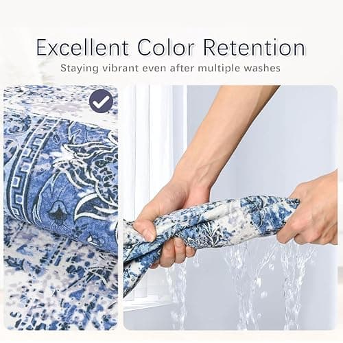 jxgzyy Washable Area Rug 5x7, Non Slip Carpet, Blue Tidal Style | 0.2" Low Pile Soft Carpet Kids and Pets Friendly, Stain-Resistance Home Decor for Bedroom Dining Kitchen Living Room thumbnail 4