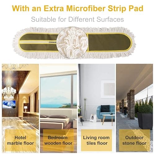 CLEANHOME 36" Commercial Dust Mops for Floor Cleaning Heavy Duty Floor Duster Mop with Long Handle Hotel Gym Household Cleaning Supplies for Hardwood, Tiles, Marble Floors,Green - Green thumbnail 4