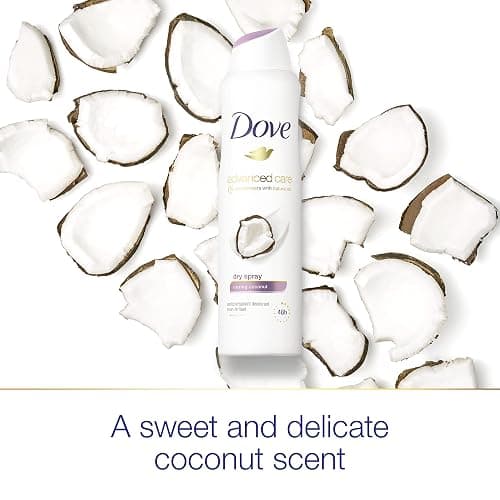 Dove Advanced Care Dry Spray Antiperspirant Deodorant Caring Coconut 3 Count For Women With 48 Hour Protection Soft And Comfortable Underarms 3.8 oz thumbnail 6
