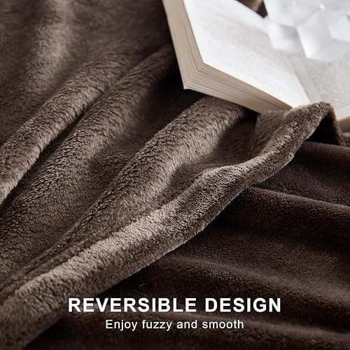 Hansleep Fleece Brown Twin Blanket, Super Soft Flannel Fuzzy Plush Cozy Blanket for All Seasons, Brown, Twin 60x80 Inches - Brown - Twin (60x80 inches) thumbnail 8