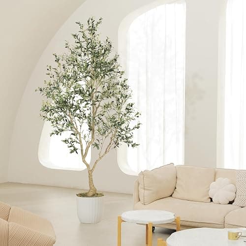 LYERSE 8ft Faux Olive Tree - Olive Trees Artificial Indoor with Large Olive Branches and Lifelike Olive - Artificial Olive Tree for Home Office House Living Room Decor thumbnail 6