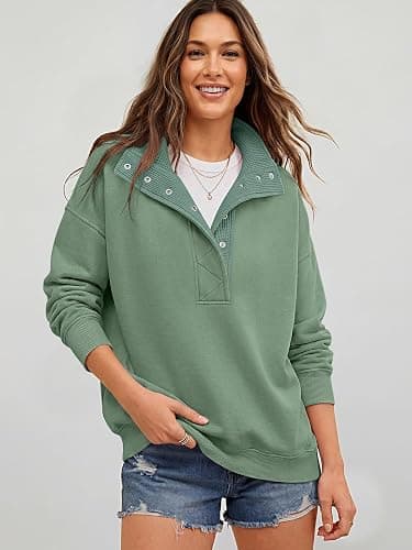 ANRABESS Womens Oversized Sweatshirt Long Sleeve Henley Pullover Tops 2026 Spring Casual Button Loose Fit Teens Outfits thumbnail 2