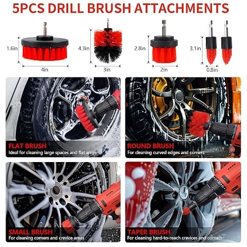 MIANYINGR 32Pcs Car Detailing Kit, Auto Detailing Brush Set and Drill Brush Attachments with Portable Handbag, Multi-Functional Vehicle Cleaning Tool for Wheels, Windshield thumbnail 3