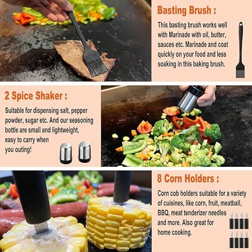N NOBLE FAMILY 38PCS Griddle Accessories Kit, Professional Grill Tools Set for Outdoor Barbecue, Stainless Steel Griddle Spatula Set with Tongs, Smash Burger Press, Carry Bag, Perfect Grilling Gifts thumbnail 6
