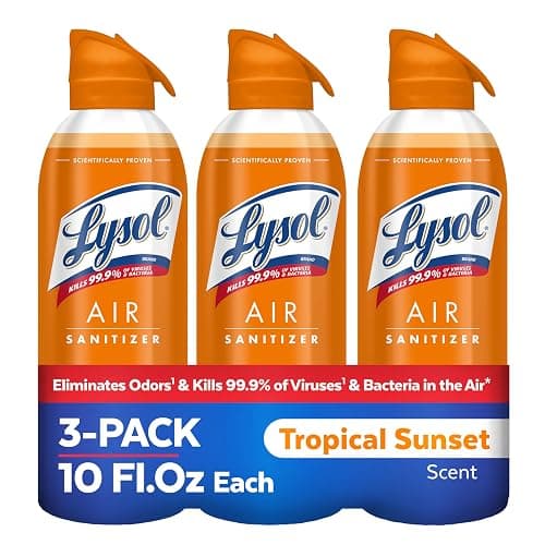 Lysol Air Sanitizer Spray, For Air Sanitization and Odor Elimination, Tropical Sunset Scent, 10 Fl. Oz (Pack of 3) - Tropical Sunset - Image 1
