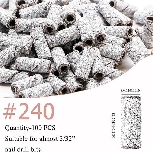 ERUIKA 100pcs Nail Drill Bits Small Sanding Bands with Upgrade 3.1mm Mandrel Bit, 240 Extra Fine Grit Nail File Sanding Bands for Acrylic Nails Gel Removing Shaping Manicures and Pedicure(Zebra,240) thumbnail 2