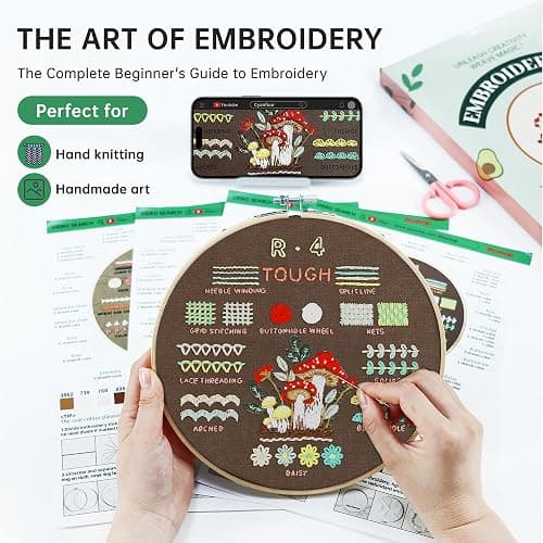 CYANFOUR Embroidery Kit for Beginners, 4 Stages to Learn 38 Stitches, with Step-by-Step Instructions and Clear Videos, Includes Multiple Accessories, Gift for Craft Lovers. thumbnail 3