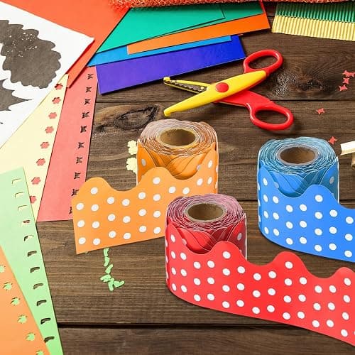 PATIKIL Dots Bulletin Board Border, 33 Feet Poster Chalkboard Cork Decoration Trim Scalloped Borders Wall Decor for Classroom Office Locker, Burgundy thumbnail 2
