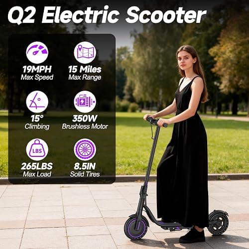 VOLPAM Electric Scooter with 8.5"/10" Solid Tire, 350W/500W Powerful Motor & 19/22 MPH Top Speed, 16-28 Miles Long Range, Folding E Scooter Choice thumbnail 2