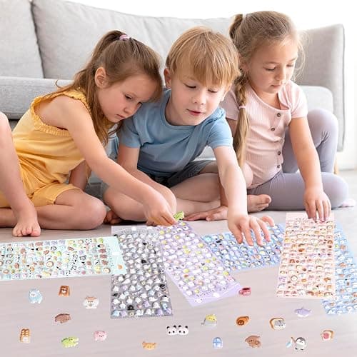 Jactales 600+ Cute Mini Puffy Stickers-Small 3D Tiny Micro Bulk Sticker Set for Kids Girls Adults-Includes Kawaii Japanese Cartoon Ghost Animal Cat Dog Penguin Birds for Phone Case-Removable-6 Sheets thumbnail 6