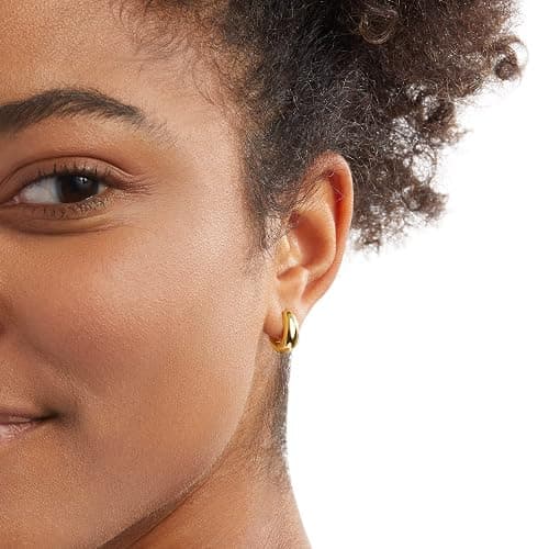 Amazon Essentials 14K Gold or Sterling Silver Plated Teardrop Huggie Hoop 12mm thumbnail 4