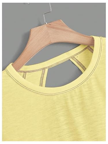 SOLY HUX Women Open Back Tops Workout Backless Tee Casual Athletic Shirts Short Sleeve Oversized Gym T Shirt thumbnail 3