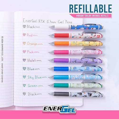 Pentel EnerGel RTX Liquid Gel Pen, Hello Kitty® and Friends, Limited Edition, Mix 1, 0.7mm, Med Line, Assorted Ink, 5-Pk (BL77HKPF5M) thumbnail 4