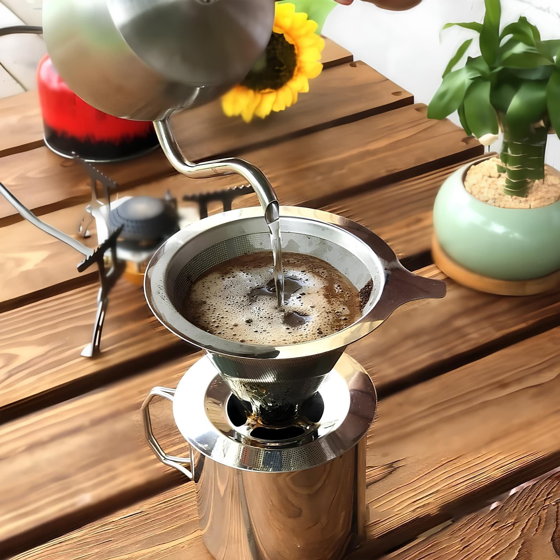 Coador de Café 103 Filtro Inox Reutilizável Premium – Peneira de Aço Durável e Sustentável, Sem Uso de Papel, Econômico e Ecológico, Fácil de Usar e Limpar, Preserva o Sabor Natural do Café thumbnail 2