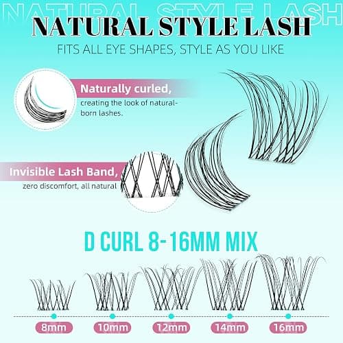 Lash Clusters Kit,160pcs Natural Eyelash Extension with Lash Bond and Seal Waterproof,Remover For Lashes Cluster,Lash Applicator Tool For False Eyelashes Extensions At Home(Lavendy,Kit) thumbnail 3