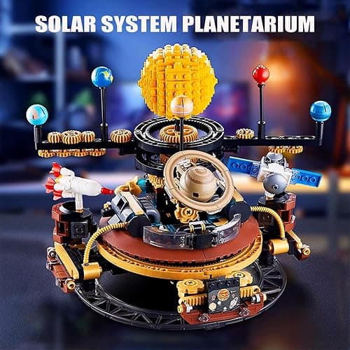 Spinning Solar System Building Blocks Planet Set, STEM Education Science Curriculum Learning Outer Space Toys with Rocket and Satellite Models, Orbiting 9 Planets, Birthday Gift for Ages 8 and Up thumbnail 3