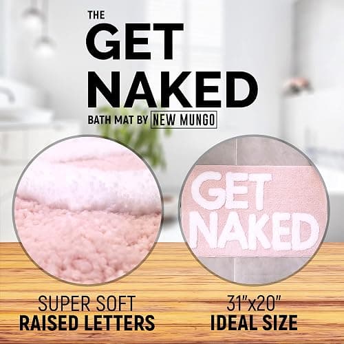 New Mungo Get Naked Bath Mat Pink - Blush Bathroom Rugs - Bath Mat - 31" x 20" thumbnail 3