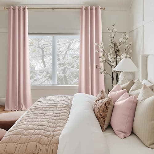 NICETOWN Blush Pink Blackout Curtains 63 Inches Long 2 Panels for Girls Room, Bedroom, Nursery Thermal Insulated Blackout Drapes Solid Grommet Noise Reducing Window Curtains, W40 thumbnail 3