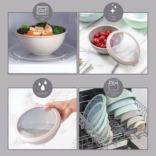 COOK WITH COLOR Nesting Mixing Bowls - 12 Piece Plastic Bowl Set with Lids, Microwave Safe (Mint Ombre) thumbnail 7