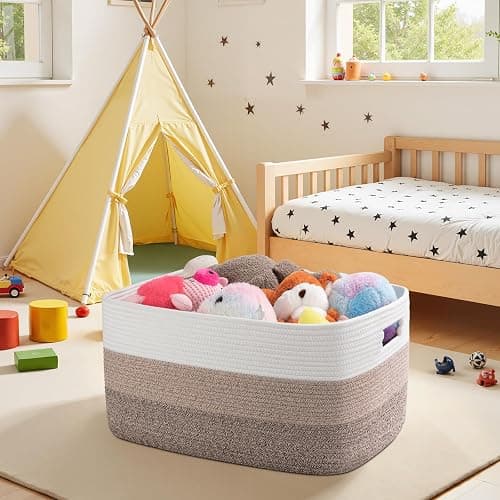OIAHOMY Blanket Basket Laundry Basket Dog Toy Basket 75L Gradient Brown | Large Storage Basket,Baby Basket,Toy Storage,Woven Rope Basket for Blankets,Blanket Storage for Living Room thumbnail 2