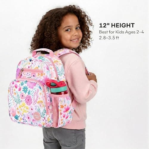 mibasies Toddler Backpack for Girls 2-4: Preschool Kindergarten Backpack - Cute Kids Backpacks for Girls - Flower Pink thumbnail 6