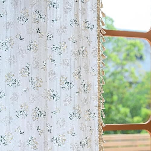 ENJOYBRIDAL Floral 63 Inch Curtains for Bedroom Living Room Drapes Boho Rod Pocket Semi Sheer Short Window Curtains 2 Panel Sets Farmhouse Light Filtering Vintage Patterned Window Treatments thumbnail 6