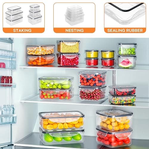 40 PCS Food Storage Containers with Lids Airtight (20 Containers & 20 Lids), Plastic Storage Meal Prep Container-Stackable 100% Leakproof & Microwave Organization and Storage Sets, Lunch Containers thumbnail 4